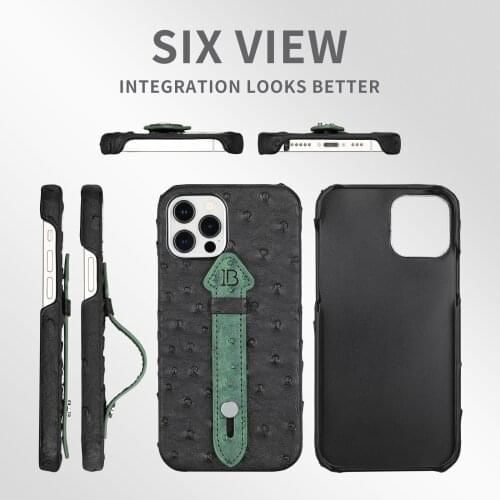 L.bin Luxury Ostrich Pattern Oiled Side Strap Stand Protective Cover IPhone 12 Pro Max 12 Pro 11 Pro Max 11 IPhone Accessories