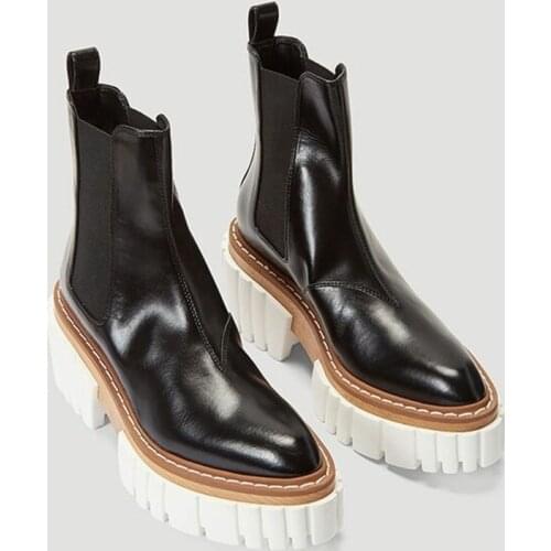 Brand Women Genuine Cow Leather Ankle Boots Casual Shoes Autumn Winter Fashion Thick Heels Basic Shoes Woman Riding Boots 34-39