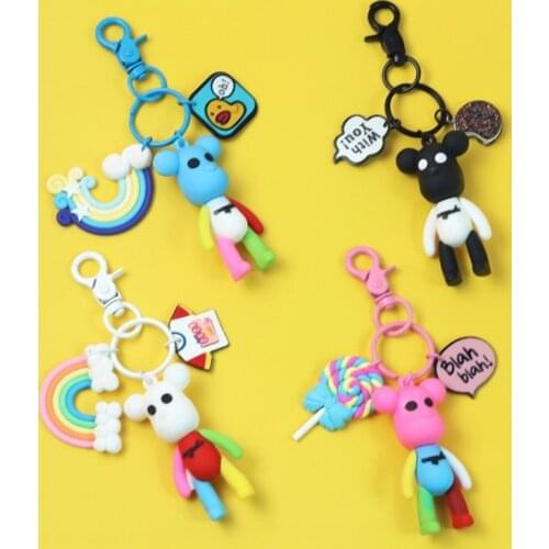Violent Bear Keychain Friends Gift Anime Key chain Cartoon Lollipop Pendant Keyring Womens Bags Car Keychain Accessories
