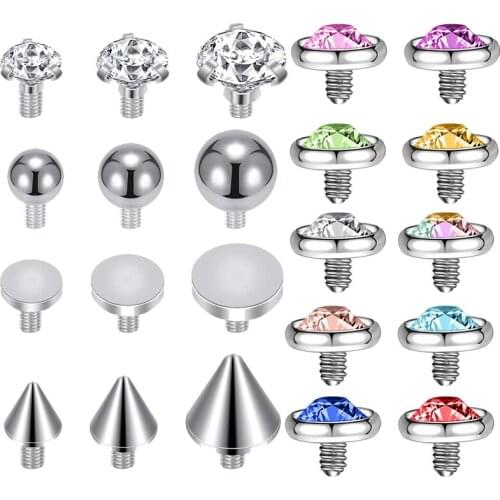 AOEDEJ 1PC Crystal Micro Dermal Piercing Stainless Steel Dermal Anchor Top Women Hide In Skin Piercing Jewelry Skin Diver Dermal