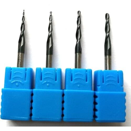 1pc 3.175mm(1/8") shank Tungsten solid carbide Tapered Ball Nose End Mills and cone cutter HRC55 with coating