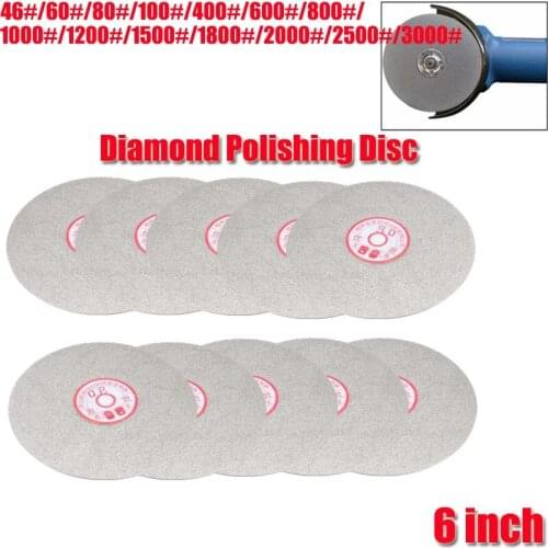 1Pc 6" Diamond Polishing Disc 46/60/80/100/400/600/800/1000/1200/1500/1800/2000/2500/3000 Grit Flat Lap Parallel Grinding Wheel