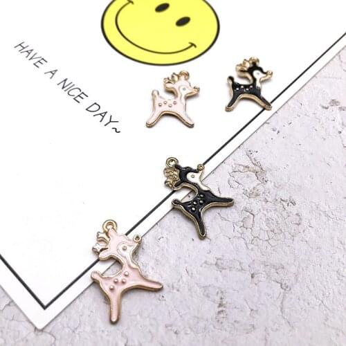 10pcs/pack Mini Sika Deer Enamel Pendant Fashion Bracelet Finding Cute Deer Animals Metal Charms DIY Jewelry Accessory YZ211