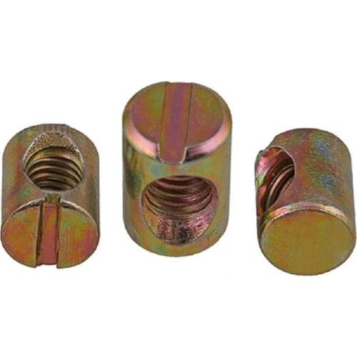 100PCS Barrel Nut M6 M8X11/13/15/20mm Dowel Slotted Furniture Nut for Beds Crib Chairs Bolts