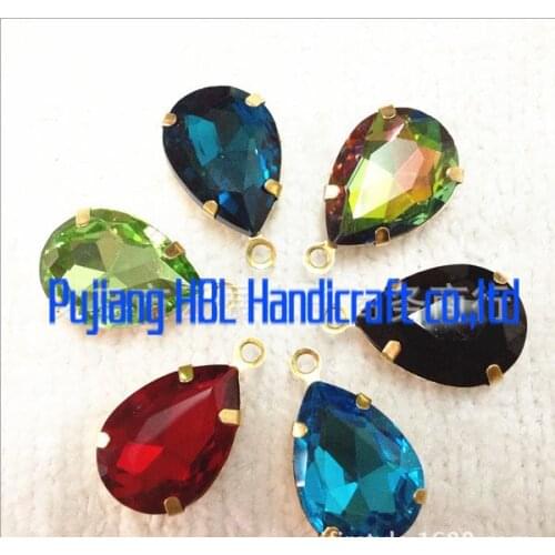 10x14m 30pcs Teardrop Crystal Shining Beads With One Claw Fancy Stone Many Colours For Chooses