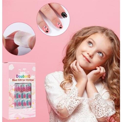 120Pcs Kids False Nails Pre-Glue Full Cover Stick On Nails Press On Nails For Girls Nails Faux Ongles Press On Nails Nail Art