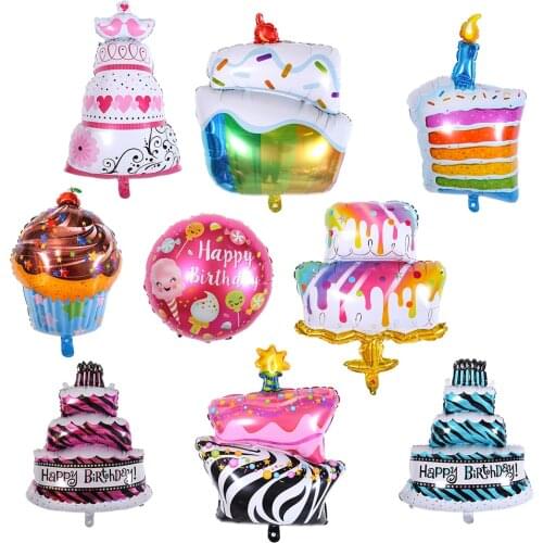 18 Inch Single Printed Ballon HAPPY Birthday Supplies Purple Cake Shape Pink Unicorn Multi Color House Decoration