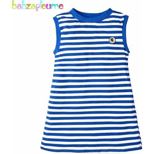 2-6Years/2020 Baby Clothes Summer Girls Dresses Casual Stripe Sleeveless Cotton Cute Toddler Dress For Children Clothing BC1332
