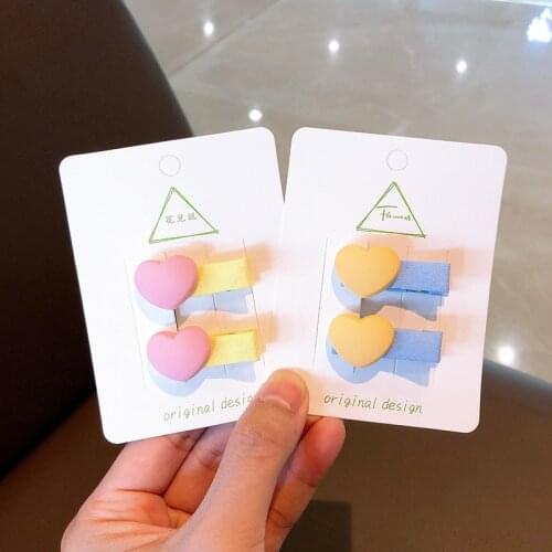 2pcs/lot Cartoon Heart Shape Hair Clips Baby Girls Hair Accessories Children Hair Styling Tools Barrettes Hair Grips Hair Wear