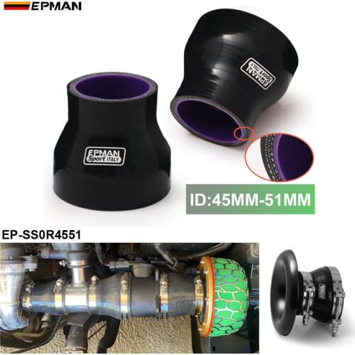 1.77"-2" 45mm-51mm 4-Ply Silicone Reducer Coupler Hose Black For BMW E46 M3/330/328/325 M52 M54 S54 1999- EP-SS0R4551