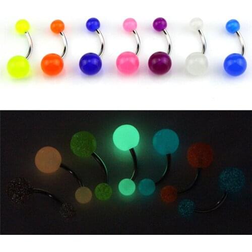 7Pcs/Set Multicolor Navel Piercing Belly Curved Ring Bar Body Acrylic Ball Button Ring Jewelry Stainless Steel