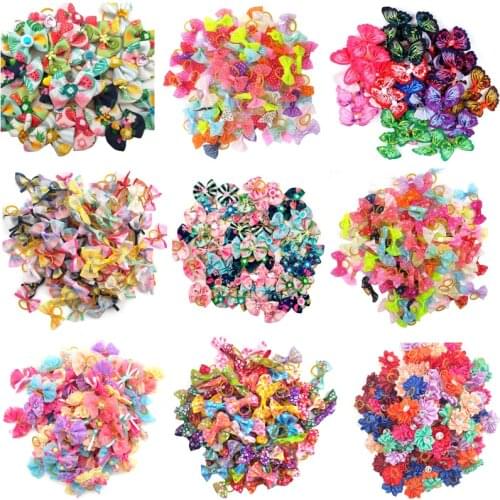 10/20/30 Pc Pet Dog Hair Bows Grooming Accessories Puppy Teddy Yorkshirk Dog Hair Rubber Bands Bows Bowknot Dog Pet Supplies