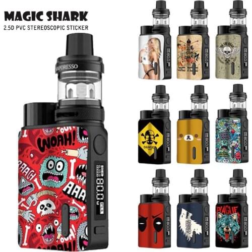 Magic Shark 2.5D Stereo Painting Skull Bear Sexy Women Sticker Case Cover Film Skin for Vaporesso Swag 2 Swag2