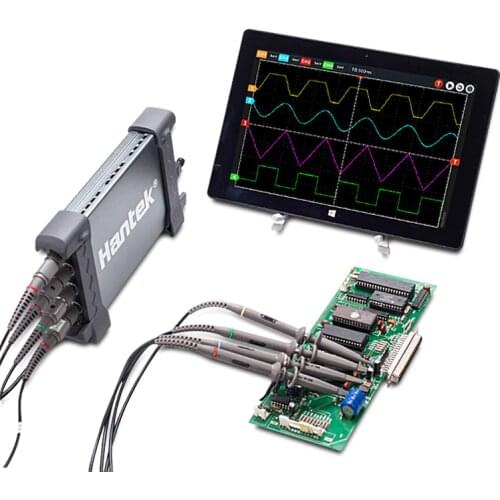 Hantek Official 6204BC Digital Oscilloscopes 200MHZ 1GSa/s 4CH Windows10 / 8 / 7 With USB Interface Probe Handheld