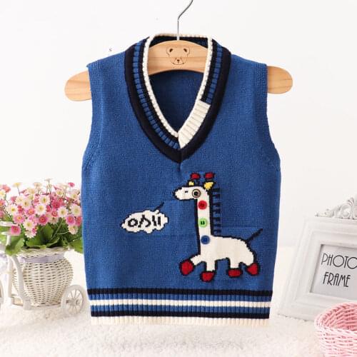 Childrens sweater vest boys and girls sleeveless top sweater baby knitted vest pullover coat for kids 0-2-3-4T