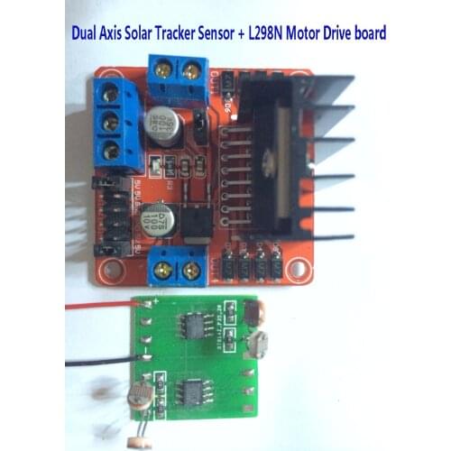 Dual Axis Solar Tracker Sensor + L298N Motor Drive Board Automatic Tracking 12v