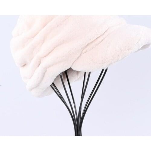 European Station Luxury Womens Real Rex Rabbit Fur Hats Lady Winter Warm Peaked Cap