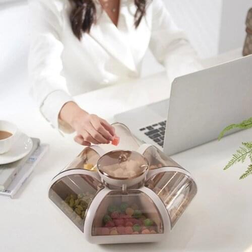Hot Creative Flower Petal Fruit Plate Candy Storage Box 5 Grids Nuts Snack Tray Rotating Flowers Food Gift Box