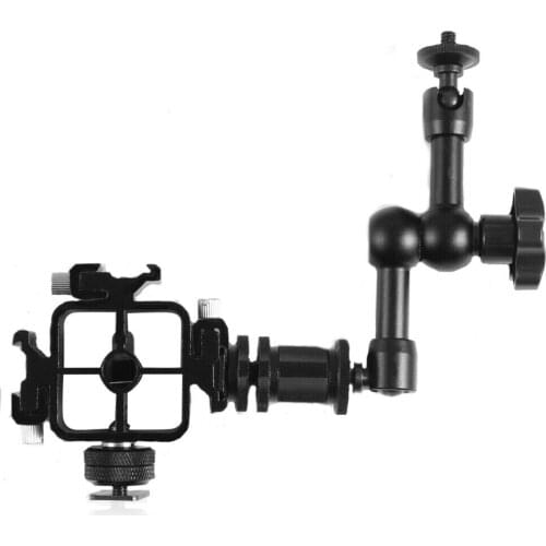 Hot Shoe Mount w/ Triple Bracket, Magic Arm Stand Adapter for Flash Light