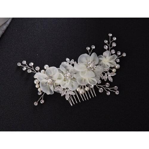 Europe and America Bridal flowers hair comb white silk yarn flower Bridal jewellery
