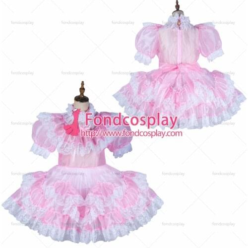 Sissy maid satin dress lockable Uniform cosplay costume Tailor-made[G2153]