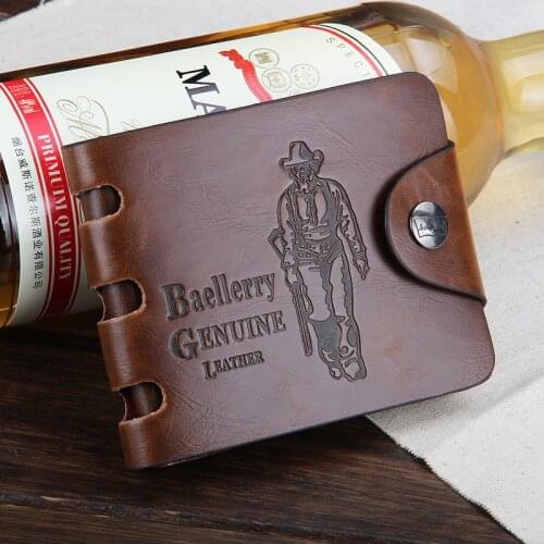 Leather Vintage Men Wallets Male Money Bag Hasp Hollow Out Small Wallet Men Clutch Purse Card Holder Coin Pocket