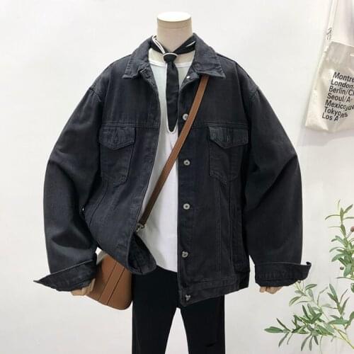 Harajuku Long sleeve Black Denim Jacket Women Spring Fall Korean Loose Casual Jeans Jacket Female Basic Coat Veste En Jean Femme