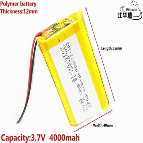 Good Qulity 3.7V,4000mAH,124065 Polymer lithium ion / Li-ion battery for TOY,POWER BANK,GPS,mp3,mp4