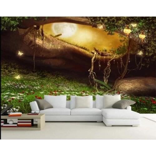 Mural 3 d Cartoon flowers grass forest photo wallpaper for walls 3d papel de parede para quarto wall papers home decor