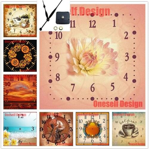 Flower wall sticker clock 5d diamond painting with clock flower 5d diamond mosaic sale with clock flower rhinestone pictures