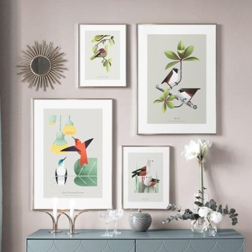 Bird Parrot Pigeon Flower Plant Leaves Nordic Posters And Prints Wall Art Canvas Painting Wall Pictures For Living Room Decor