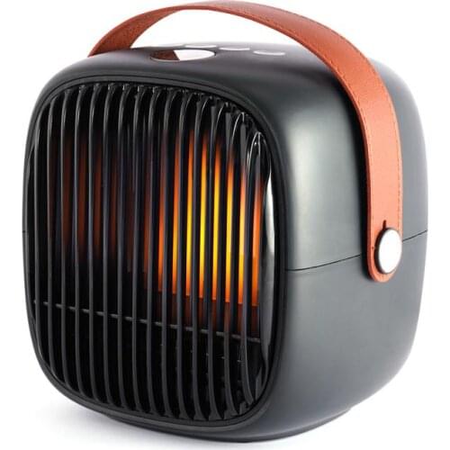 Desktop heater anti-real fire home retro portable mini heater white noise of burning wood overheating protection child lock