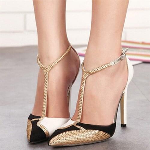 New women party sandals casual fashion shoes pumps crystal classics shallow back strap elastic band mixed colors black white