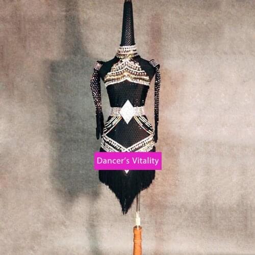 Latin Dance New High-End AB Diamond Competition Clothing Child Adult Temperament Dress Stage Performances Clothes