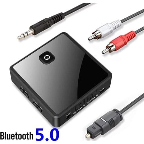 Bluetooth 5.0 Transmitter Receiver Wireless Adapter Low Latency 3.5mm AUX Jack Optical SPDIF Audio Adapter For PC TV Car Speaker