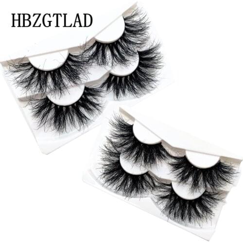 2 Pairs Fluffy Messy Mink False Eyelashes 25mm Lashes 3D Mink Lashes Makeup Dramatic Long Natural Eyelashes Extension Vendors