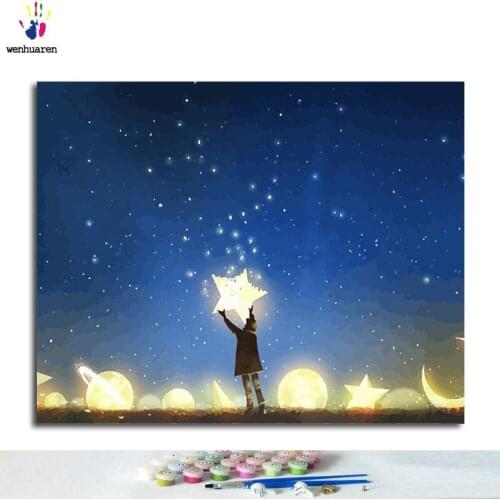 Paint by number, paint paint, freehand star pattern, paint home decorations digitally according to pictures