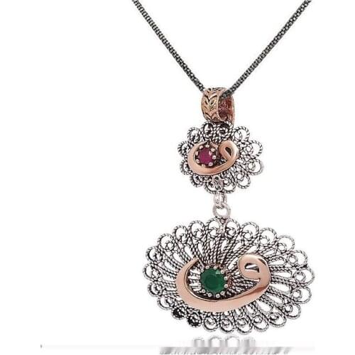 Silver Filigree Vav Written Lady Necklace