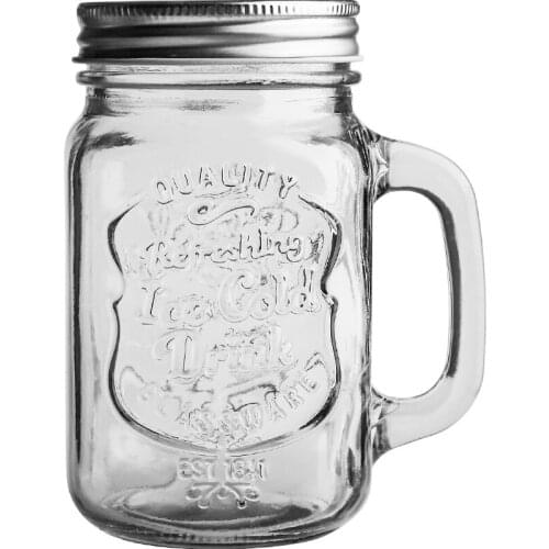 Glass cold drink with lid straw sealed jar juice milkshake drink handle water cup