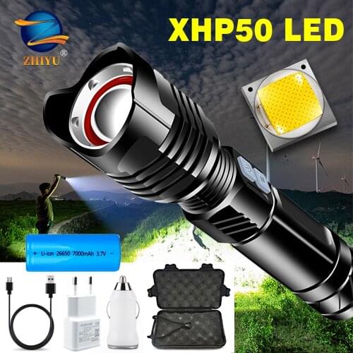 Super Most Powerful LED Flashlight USB Rechargeable LED Torch Use 26650 Battery XHP50 Tactical Flashlight Hand Lamp Flash Light