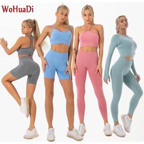 WOHUADI Womens Clothing Yoga Sportswear Set Fitness Sports Bra/Short/Long Sleeve Crop Top T-Shirt Leggings Gym Any Combination