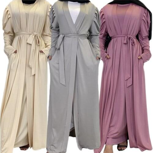 Women Muslim Abaya Long Hijab Dress Islamic Clothing Solid Outfits Open Kimono Cardigan Middle East Ramadan Turkey Maxi Robe New