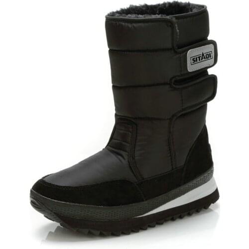 Winter Mens Boots Outdoor Warm Cotton Men Shoes Waterproof Snow Boots Non-slip Hiking Shoes Platform Dad Older High Top Boots