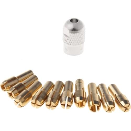 10Pcs 0.5-3.2mm Brass Drill Chuck Collet Bits 4.3mm Shank For Dremel Rotary Tool