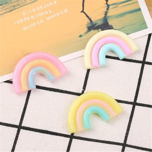 15pcs/lot 45*28MM Cute Multicolor Rainbow Flatback Resin Cabochons Parts for Jewelry DIY Decoration Scrapbooking Crafts