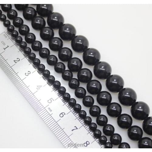 2 3 6 8 10 12 mm Natural Black Agate Round Loose Bead Gem Stone 15" Long