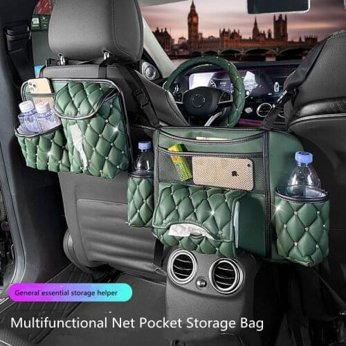 2021 New Fashion High Quality PU Leather Finishing Bag Universal Multifunctional Seat Back Car Storage Bag Box