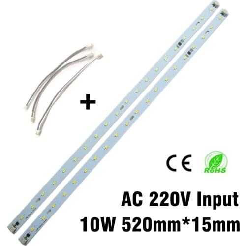 220V 10W High Brightness 5730 LED Bar Lights LED Tube 520mm*15mm LED Light Source With Cable Connector Needn't Driver