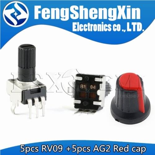 5Set RV09 Vertical 12.5mm Shaft whit AG2 cap each 5pcs 1K 2K 5K 10K 20K 50K 100K 1M Adjustable Resistor Rotary Potentiometer
