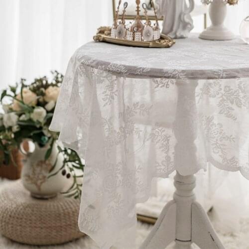 White Lace Tablecloth Rectangle for Wedding Party Coffee Table Cover Tablecloths Placemats Dish Coaster Embroidery Picnic Cloth